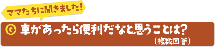 ママたちに聞きました！車があったら便利だなと思うことは？（複数回答）