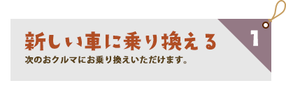 新しい車に乗り換える　次のおクルマに乗り換えいただけます。