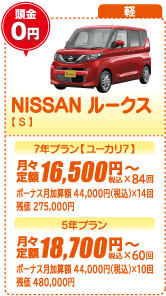 軽：NISSAN ルークス【S】