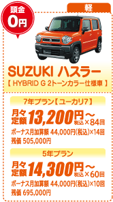 軽：SUZUKI ハスラー【HYBRID G 2トーンカラー仕様車】