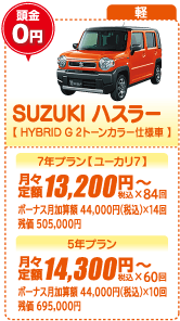 軽：SUZUKI ハスラー【HYBRID G 2トーンカラー仕様車】