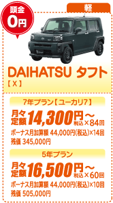 軽：DAIHATSU タフト【X】
