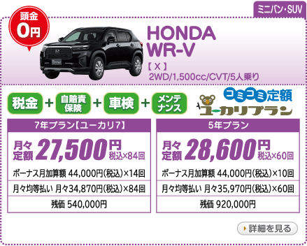HONDA WR-V X　2WD