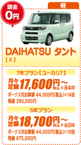 軽：DAIHATSU タント【X】