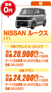 軽：NISSAN ルークス【X】