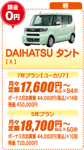 軽：DAIHATSU タント【X】