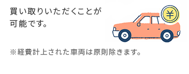 買い取りいただくことが可能です。※経費計上された車両は原則除きます。
